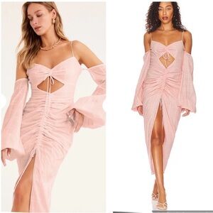Rumer the Label‎ Chloe Maxi in Pink Cut out Ruching Small Revolve